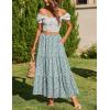 Zeagoo Skirts for Women Summer Boho Casual Maxi Flowy Elastic High Waist A-Line Tiered Swing Floral Long Skirts with Pockets(Green)