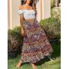 Zeagoo Skirts for Women Summer Boho Casual Maxi Flowy Elastic High Waist A-Line Tiered Swing Floral Long Skirts with Pockets(Multicoloured)