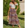 Zeagoo Skirts for Women Summer Boho Casual Maxi Flowy Elastic High Waist A-Line Tiered Swing Floral Long Skirts with Pockets(Multicoloured)