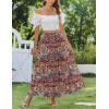 Zeagoo Skirts for Women Summer Boho Casual Maxi Flowy Elastic High Waist A-Line Tiered Swing Floral Long Skirts with Pockets(Multicoloured)