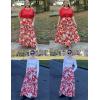 Zeagoo Skirts for Women Summer Boho Casual Maxi Flowy Elastic High Waist A-Line Tiered Swing Floral Long Skirts with Pockets(Red Floral)