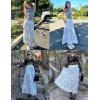 Zeagoo Skirts for Women Summer Boho Casual Maxi Flowy Elastic High Waist A-Line Tiered Swing Floral Long Skirts with Pockets(White Blue Floral)