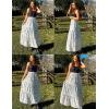 Zeagoo Skirts for Women Summer Boho Casual Maxi Flowy Elastic High Waist A-Line Tiered Swing Floral Long Skirts with Pockets(White Floral)