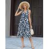 Zeagoo Summer Dress for Women 2026 Sleeveless Tank Midi Dress Vacation Beach Sundress Aline Boho Clothing(Blue Plant Leaves)