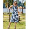 Zeagoo Summer Dress for Women 2026 Sleeveless Tank Midi Dress Vacation Beach Sundress Aline Boho Clothing(Blue Plant Leaves)