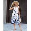 Zeagoo Summer Dress for Women 2026 Sleeveless Tank Midi Dress Vacation Beach Sundress Aline Boho Clothing(Blue Watercolor Leaves)