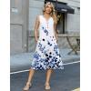 Zeagoo Summer Dress for Women 2026 Sleeveless Tank Midi Dress Vacation Beach Sundress Aline Boho Clothing(Blue Watercolor Leaves)