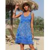 Zeagoo Summer Dresses for Women Boho Beach Dress Sleeveless Sundresses with Pockets Casual Loose Tank Tshirt Sun Dress(Blue Floral)