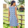 Zeagoo Summer Dresses for Women Boho Beach Dress Sleeveless Sundresses with Pockets Casual Loose Tank Tshirt Sun Dress(Blue Printed)