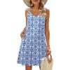 Zeagoo Summer Dresses for Women Boho Beach Dress Sleeveless Sundresses with Pockets Casual Loose Tank Tshirt Sun Dress(Blue Printed)