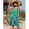 Zeagoo Summer Dresses for Women Boho Beach Dress Sleeveless Sundresses with Pockets Casual Loose Tank Tshirt Sun Dress(Green Printed)
