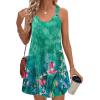 Zeagoo Summer Dresses for Women Boho Beach Dress Sleeveless Sundresses with Pockets Casual Loose Tank Tshirt Sun Dress(Green Printed)