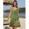 Zeagoo Summer Dresses for Women Boho Beach Dress Sleeveless Sundresses with Pockets Casual Loose Tank Tshirt Sun Dress(Green-print)
