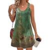 Zeagoo Summer Dresses for Women Boho Beach Dress Sleeveless Sundresses with Pockets Casual Loose Tank Tshirt Sun Dress(Green-print)
