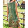 Zeagoo Summer Dresses for Women Boho Beach Dress Sleeveless Sundresses with Pockets Casual Loose Tank Tshirt Sun Dress(Green-print)