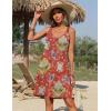 Zeagoo Summer Dresses for Women Boho Beach Dress Sleeveless Sundresses with Pockets Casual Loose Tank Tshirt Sun Dress(Red Printed)