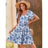 Zeagoo Summer Tiered Mini Dress with Pockets Ruffle Sleeve V-Neck Casual Dress A Line Boho Flowy Sundress 2025 Vacation(Bf163)