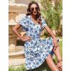 Zeagoo Summer Tiered Mini Dress with Pockets Ruffle Sleeve V-Neck Casual Dress A Line Boho Flowy Sundress 2025 Vacation(Bf163)