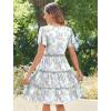 Zeagoo Summer Tiered Mini Dress with Pockets Ruffle Sleeve V-Neck Casual Dress A Line Boho Flowy Sundress 2025 Vacation(Bf164)