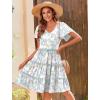 Zeagoo Summer Tiered Mini Dress with Pockets Ruffle Sleeve V-Neck Casual Dress A Line Boho Flowy Sundress 2025 Vacation(Bf164)