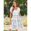Zeagoo Summer Tiered Mini Dress with Pockets Ruffle Sleeve V-Neck Casual Dress A Line Boho Flowy Sundress 2025 Vacation(Bf164)