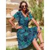 Zeagoo Summer Tiered Mini Dress with Pockets Ruffle Sleeve V-Neck Casual Dress A Line Boho Flowy Sundress 2025 Vacation(Sf114)
