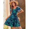 Zeagoo Summer Tiered Mini Dress with Pockets Ruffle Sleeve V-Neck Casual Dress A Line Boho Flowy Sundress 2025 Vacation(Sf114)