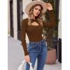 Zeagoo Sweaters for Women 2026 Knit Trendy Long Sleeve Lightweight Slim Fit Pullover Cutout Tops S-XXL(Brown)