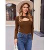 Zeagoo Sweaters for Women 2026 Knit Trendy Long Sleeve Lightweight Slim Fit Pullover Cutout Tops S-XXL(Brown)