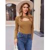 Zeagoo Sweaters for Women 2026 Knit Trendy Long Sleeve Lightweight Slim Fit Pullover Cutout Tops S-XXL(Camel)
