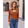 Zeagoo Sweaters for Women 2026 Knit Trendy Long Sleeve Lightweight Slim Fit Pullover Cutout Tops S-XXL(Caramel)