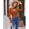 Zeagoo Sweaters for Women 2026 Knit Trendy Long Sleeve Lightweight Slim Fit Pullover Cutout Tops S-XXL(Caramel)