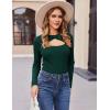 Zeagoo Sweaters for Women 2026 Knit Trendy Long Sleeve Lightweight Slim Fit Pullover Cutout Tops S-XXL(Dark Green)