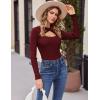 Zeagoo Sweaters for Women 2026 Knit Trendy Long Sleeve Lightweight Slim Fit Pullover Cutout Tops S-XXL(Dark Red)