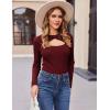 Zeagoo Sweaters for Women 2026 Knit Trendy Long Sleeve Lightweight Slim Fit Pullover Cutout Tops S-XXL(Dark Red)