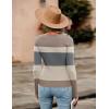 Zeagoo Sweaters for Women 2026 Knit Trendy Long Sleeve Lightweight Slim Fit Pullover Cutout Tops S-XXL(Gray Brown White Stripe)