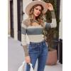 Zeagoo Sweaters for Women 2026 Knit Trendy Long Sleeve Lightweight Slim Fit Pullover Cutout Tops S-XXL(Gray Brown White Stripe)