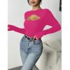 Zeagoo Sweaters for Women 2026 Knit Trendy Long Sleeve Lightweight Slim Fit Pullover Cutout Tops S-XXL(Rose Red)