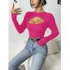 Zeagoo Sweaters for Women 2026 Knit Trendy Long Sleeve Lightweight Slim Fit Pullover Cutout Tops S-XXL(Rose Red)