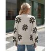 Zeagoo Sweaters for Women Fall Fashion 2025 Trendy Long Sleeve Turtleneck Pullover Lantern Knit Sweater Tops(Apricot-flower)