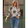 Zeagoo Sweaters for Women Fall Fashion 2025 Trendy Long Sleeve Turtleneck Pullover Lantern Knit Sweater Tops(Apricot-flower)