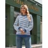 Zeagoo Sweaters for Women Fall Fashion 2025 Trendy Long Sleeve Turtleneck Pullover Lantern Knit Sweater Tops(Blue White)