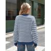Zeagoo Sweaters for Women Fall Fashion 2025 Trendy Long Sleeve Turtleneck Pullover Lantern Knit Sweater Tops(Blue White)