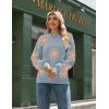 Zeagoo Sweaters for Women Fall Fashion 2025 Trendy Long Sleeve Turtleneck Pullover Lantern Knit Sweater Tops(Blue-flower)