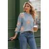 Zeagoo Sweaters for Women Fall Fashion 2025 Trendy Long Sleeve Turtleneck Pullover Lantern Knit Sweater Tops(Blue-flower)