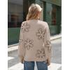 Zeagoo Sweaters for Women Fall Fashion 2025 Trendy Long Sleeve Turtleneck Pullover Lantern Knit Sweater Tops(Flower Khaki)