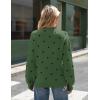 Zeagoo Sweaters for Women Fall Fashion 2025 Trendy Long Sleeve Turtleneck Pullover Lantern Knit Sweater Tops(Green Polka Dot)