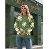 Zeagoo Sweaters for Women Fall Fashion 2025 Trendy Long Sleeve Turtleneck Pullover Lantern Knit Sweater Tops(Green-flower)