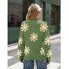 Zeagoo Sweaters for Women Fall Fashion 2025 Trendy Long Sleeve Turtleneck Pullover Lantern Knit Sweater Tops(Green-flower)