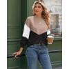 Zeagoo Sweaters for Women Fall Fashion 2025 Trendy Long Sleeve Turtleneck Pullover Lantern Knit Sweater Tops(Khaki Black)